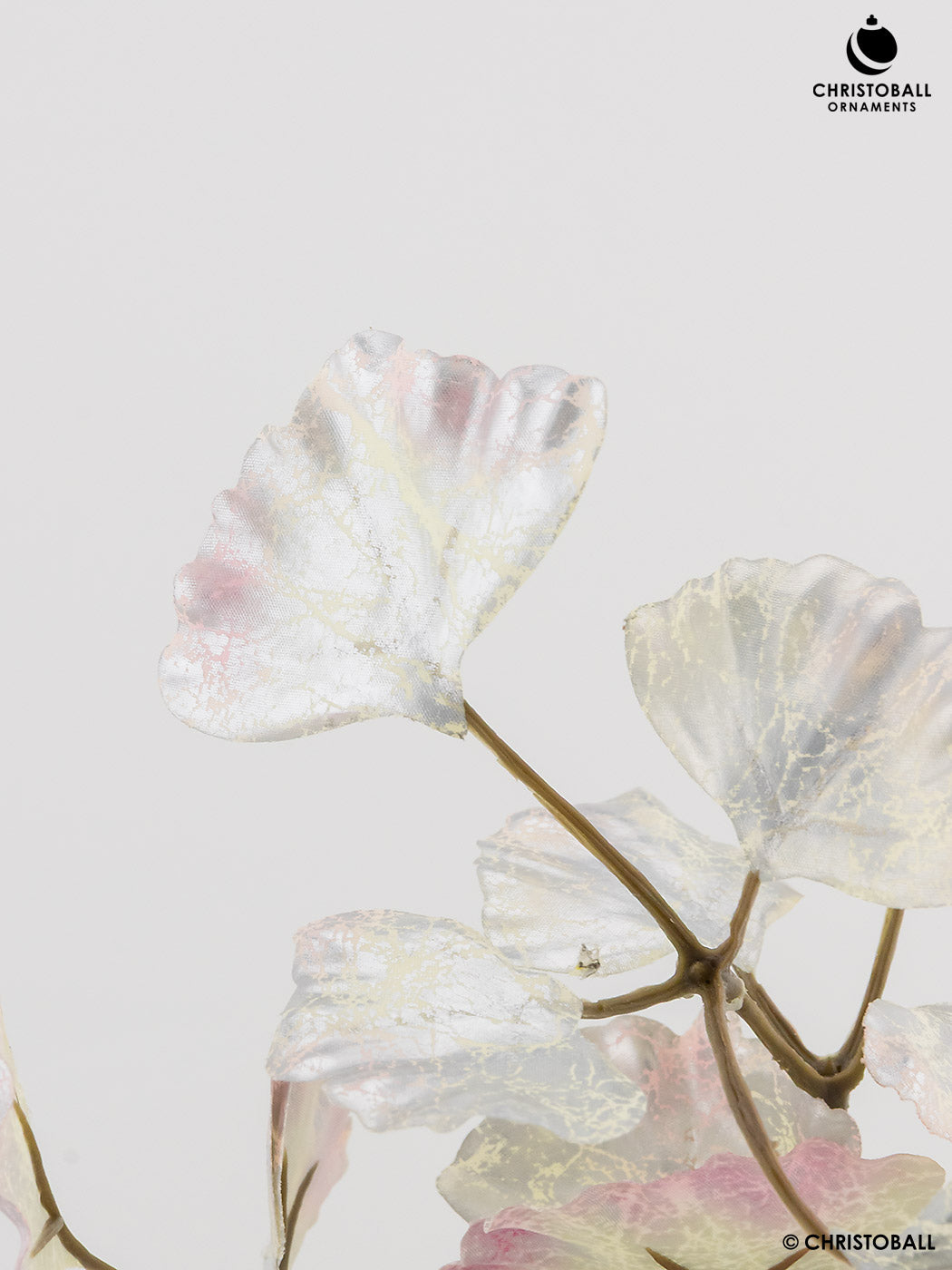 Dekoblume - Giant-Ginko-Zweig, 116cm, rosee-silver