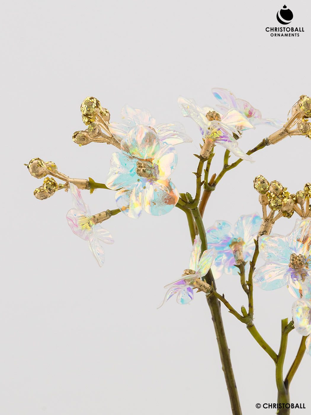 Dekoblume - Giant-Blüten-Zweig, 127cm, irisierend gold