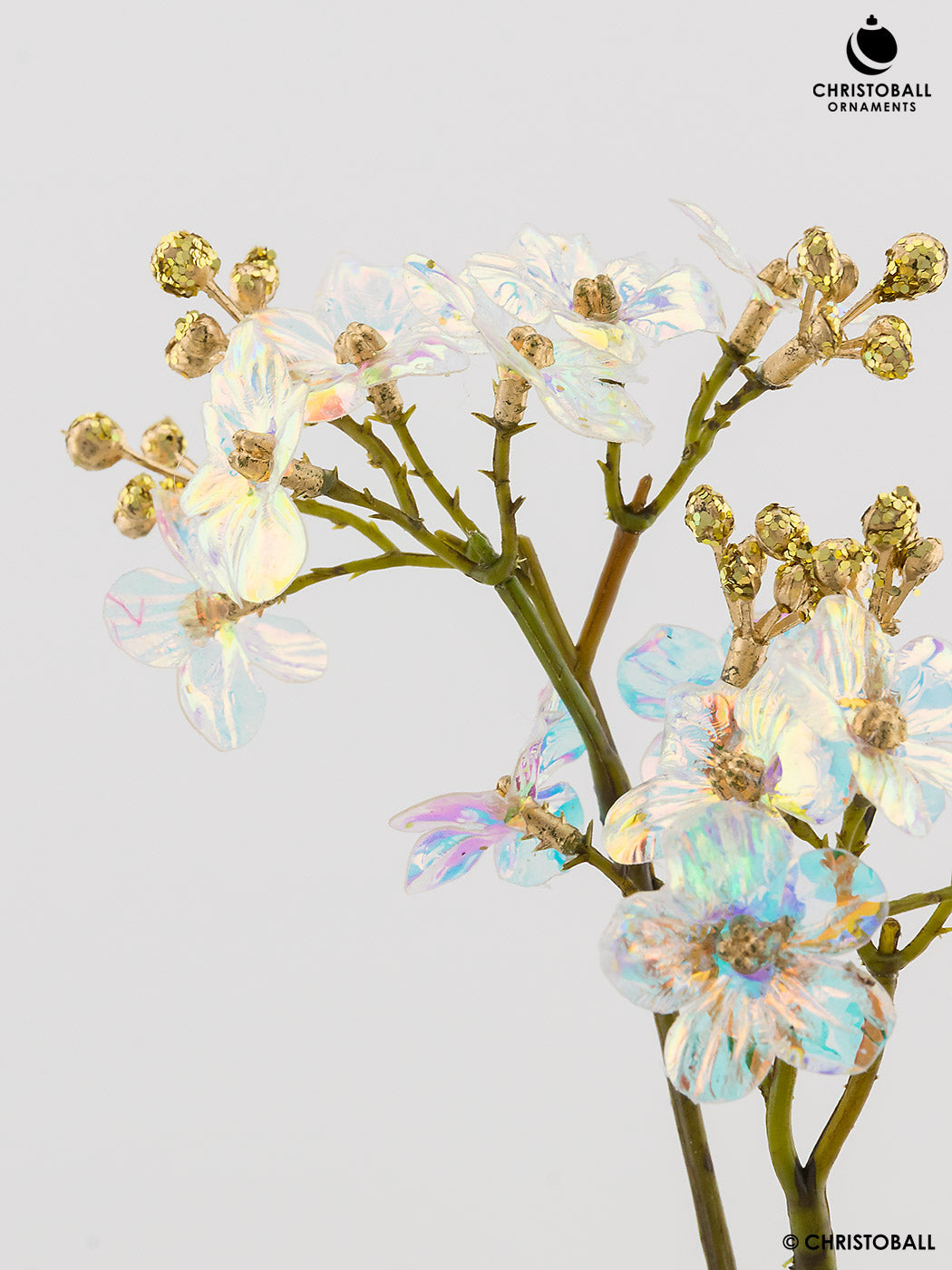 Dekoblume - Giant-Blüten-Zweig, 127cm, irisierend gold