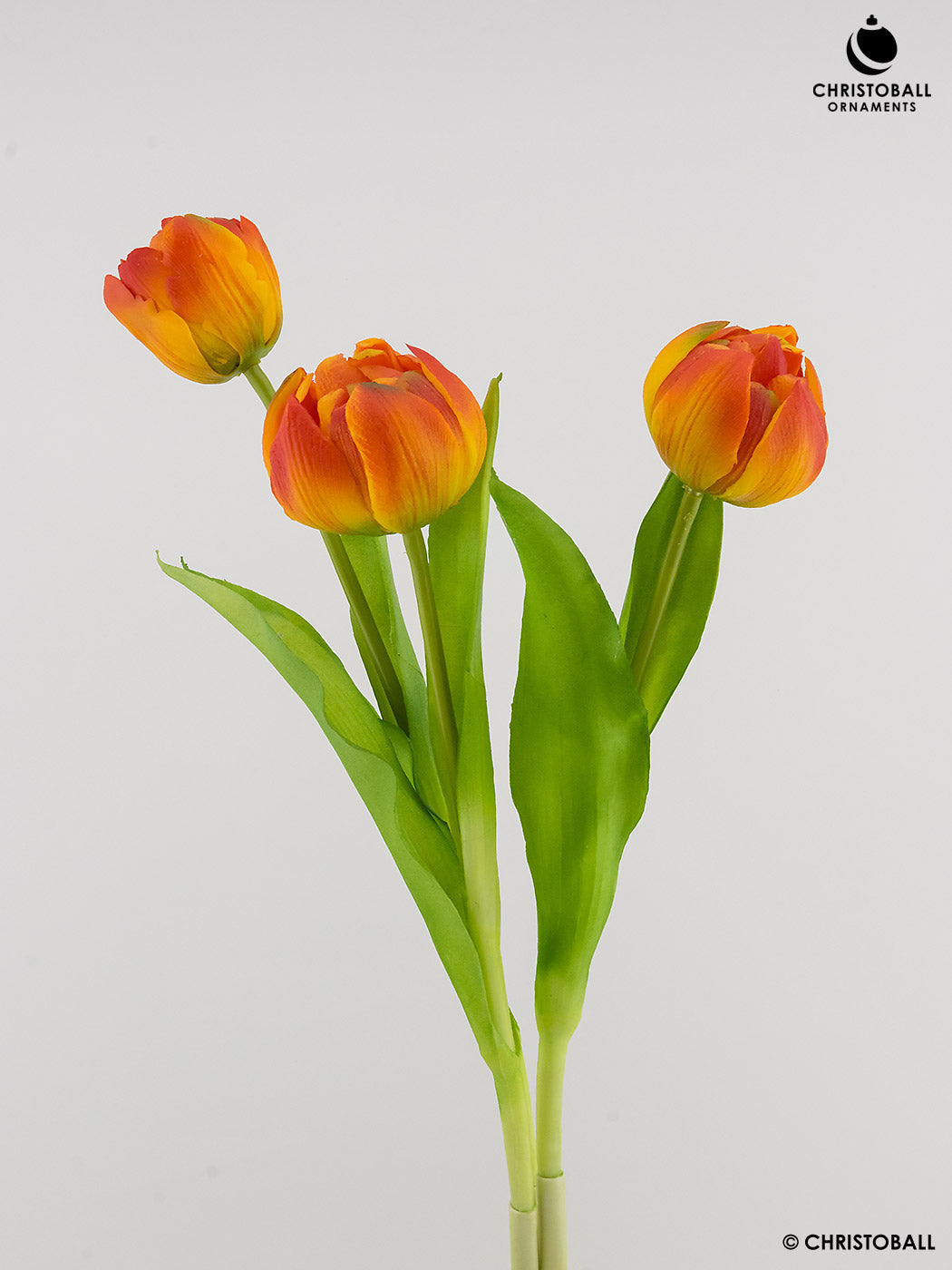 Dekoblume - Päonien-Tulpen, 3er Bündel, Orange-Rot