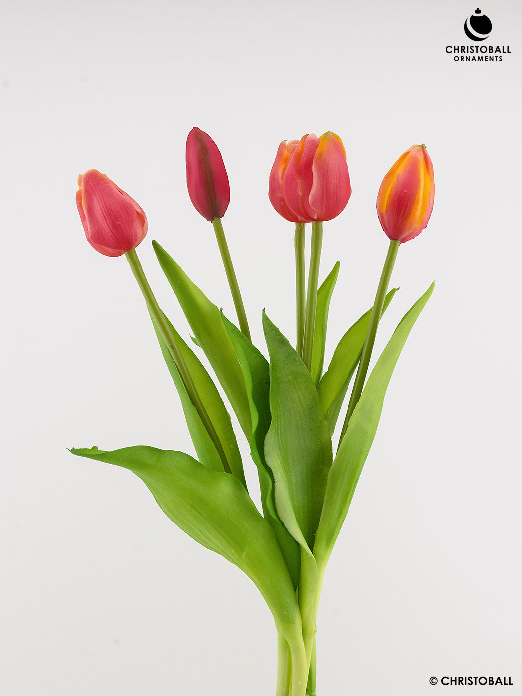 Dekoblume - Tulpen, 5er Bündel, Hummer-Orange