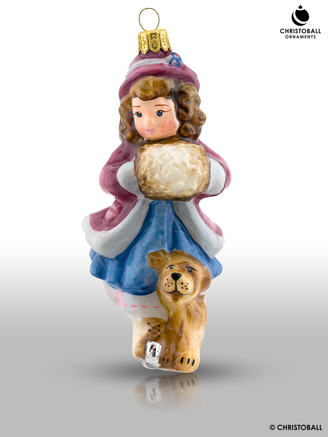 Nostalgia Kollektion - Mädchen auf Schlittschuhen und mit einem Hund