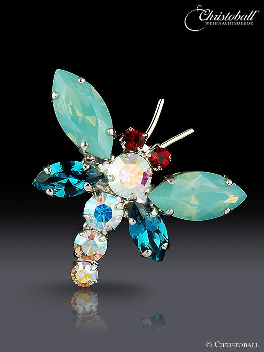 Brosche, Pin - Libelle Aqua-Opal