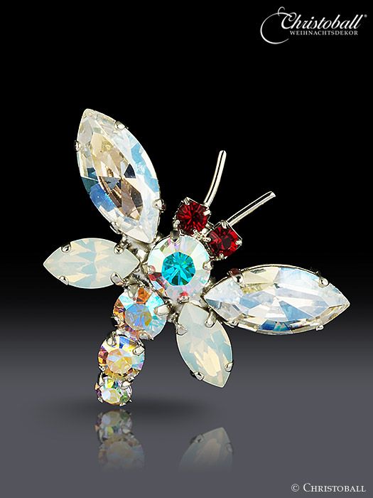 Brosche, Pin - Libelle Opal-Weiss