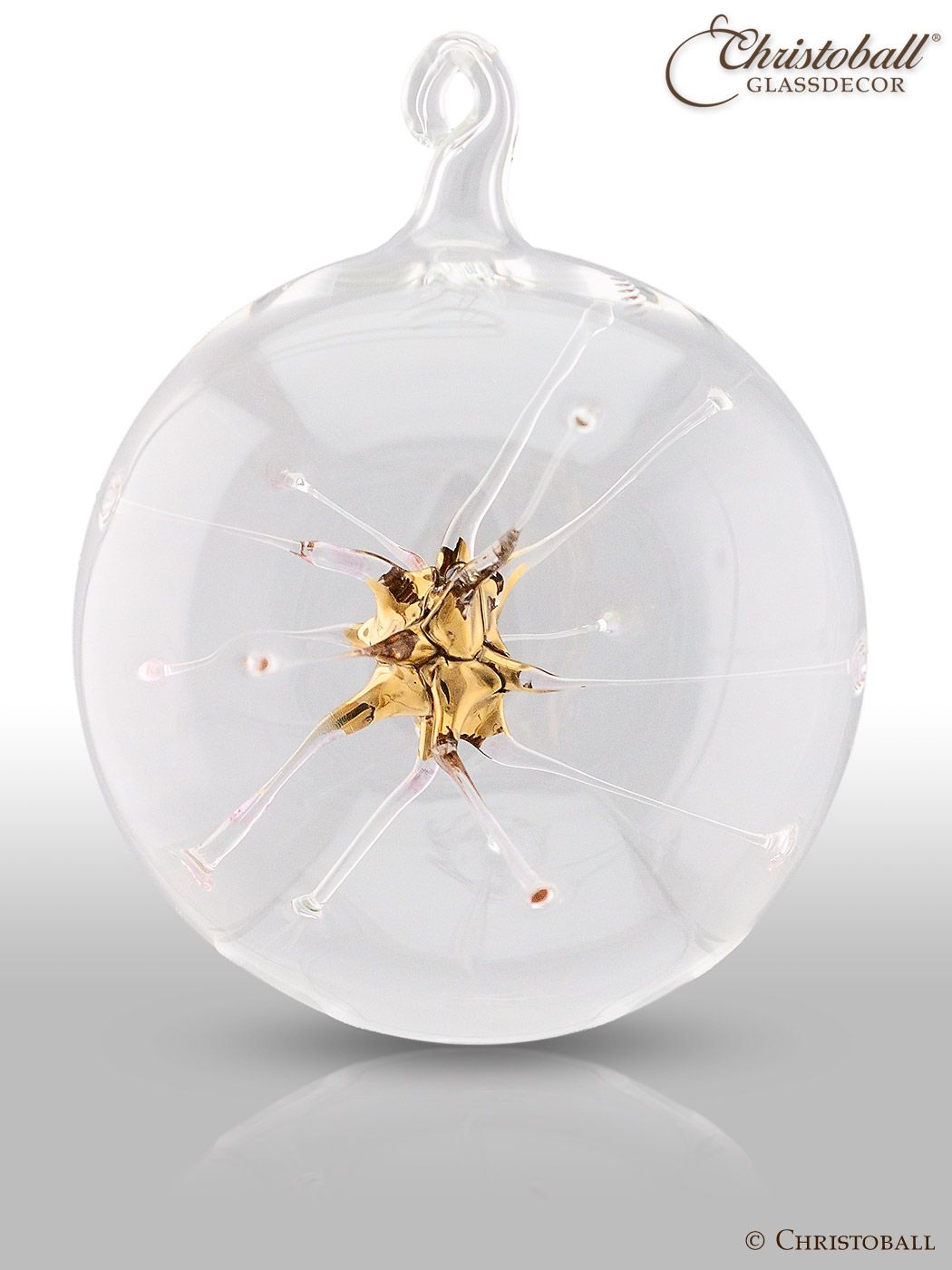 Glaskunst - Glaskugel mit Stern L Gold