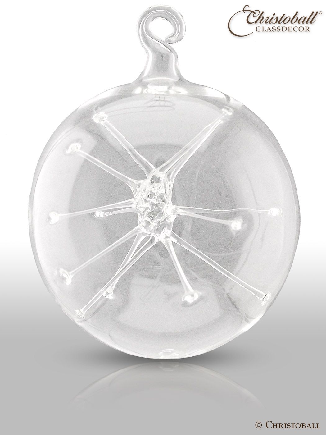 Glaskunst - Glaskugel mit Stern L Klar