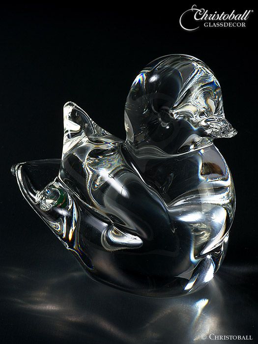 Dekofigur aus Glas - Ente, Kristallklar