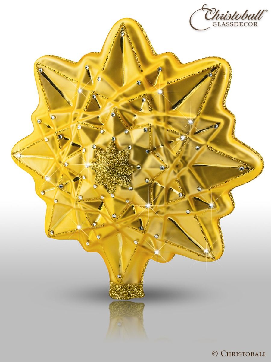 Christbaumspitze - Stern mit Swarovski-Kristallen, gold
