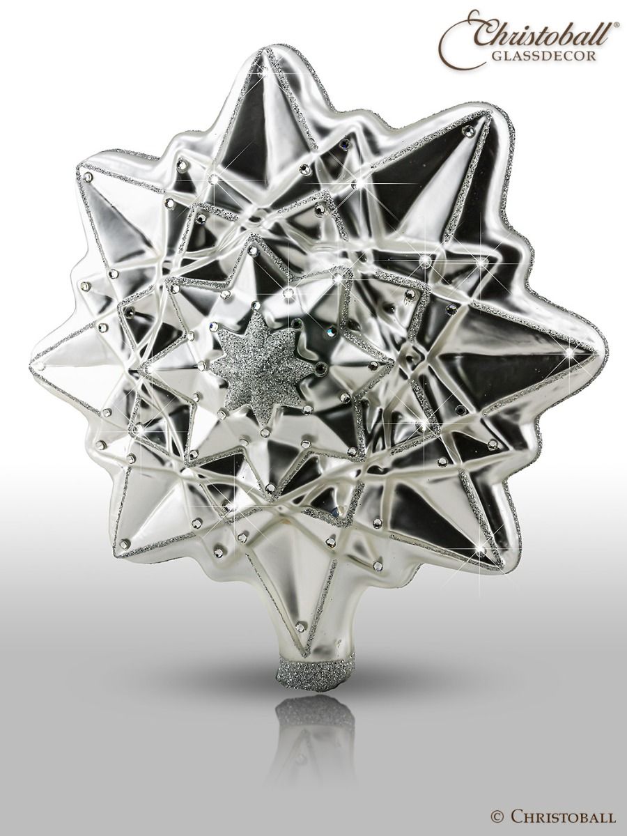 Christbaumspitze - Stern mit Swarovski-Kristallen, silber