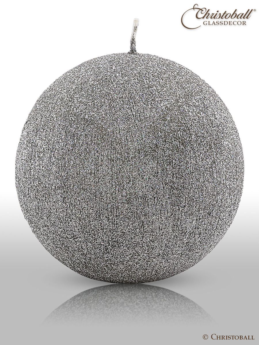 Kerze Glamour, Kugel XL ca. 10cm - Silber
