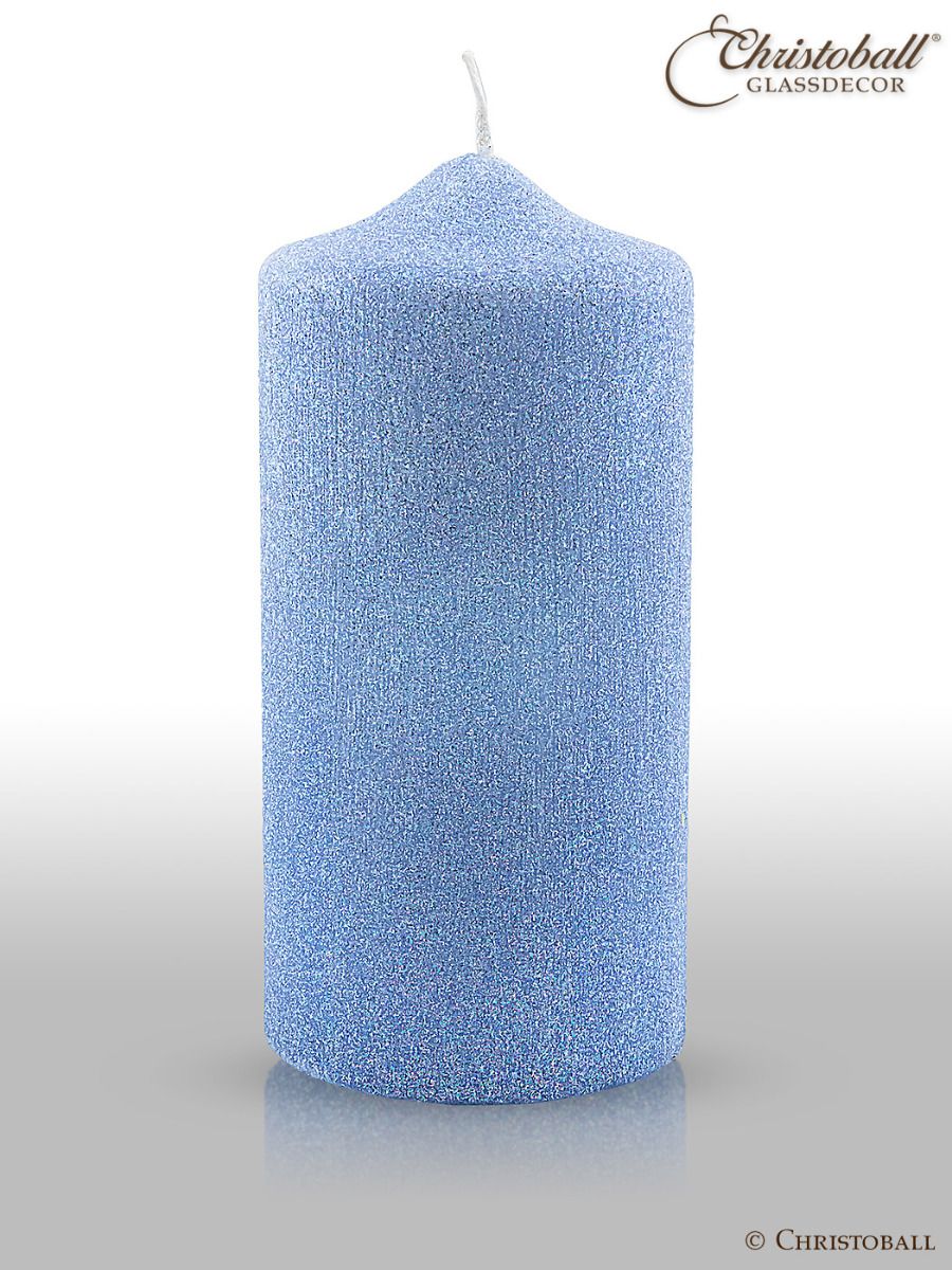 Kerze Glamour, Stumpen XL ca. 15cm - Hellblau