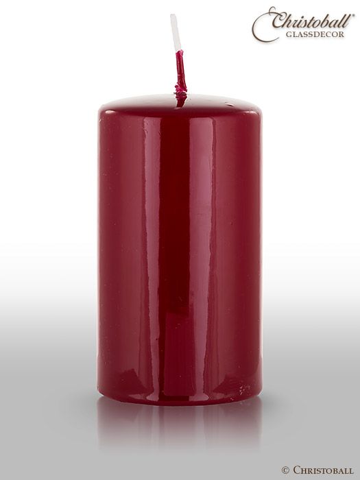 Glänzende Lack-Kerze, Stumpen L ca. 13cm - Bordeaux