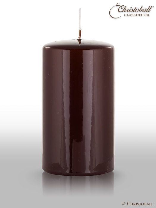 Glänzende Lack-Kerze, Stumpen L ca. 13cm - Braun