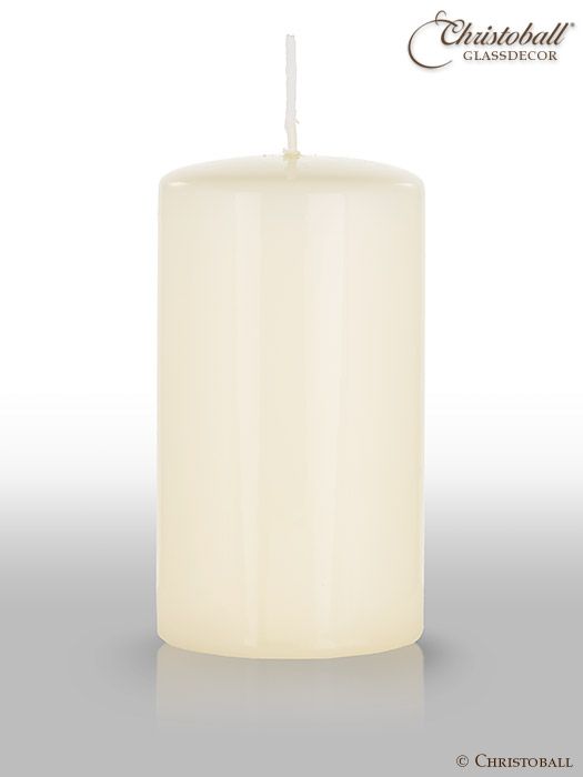 Glänzende Lack-Kerze, Stumpen L ca. 13cm - Natur-Weiß