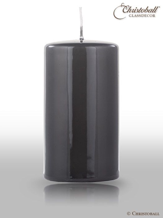 Glänzende Lack-Kerze, Stumpen L ca. 13cm - Anthazit