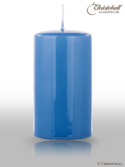 Glänzende Lack-Kerze, Stumpen L ca. 13cm - Jeans-Blau