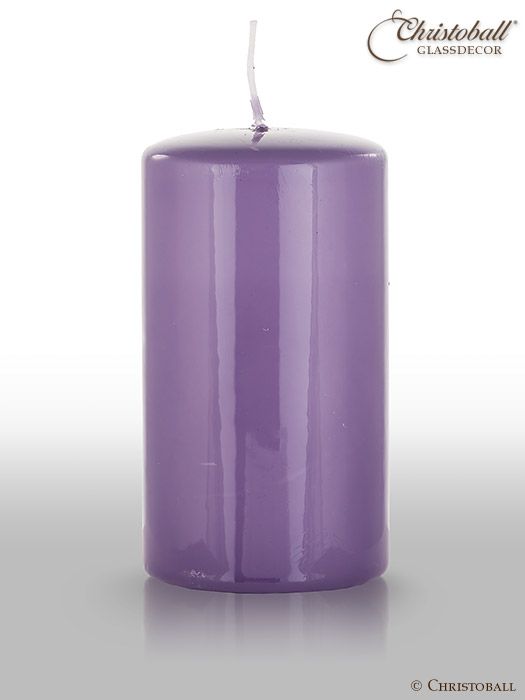 Glänzende Lack-Kerze, Stumpen L ca. 13cm - Lavendel
