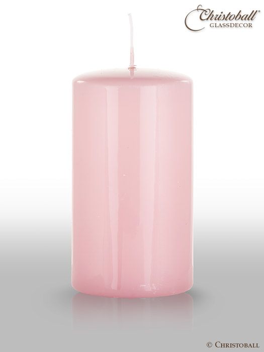 Glänzende Lack-Kerze, Stumpen L ca. 13cm - Rosa