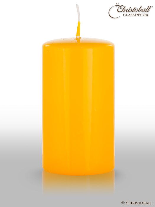 Glänzende Lack-Kerze, Stumpen L ca. 13cm - Gelb