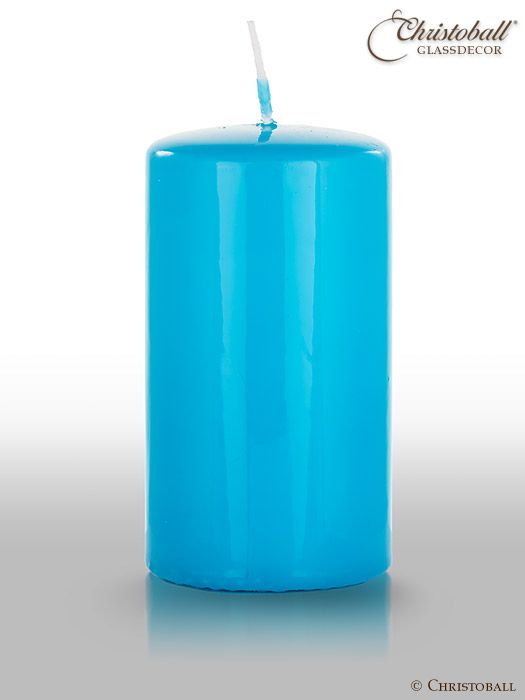 Glänzende Lack-Kerze, Stumpen L ca. 13cm - Türkis