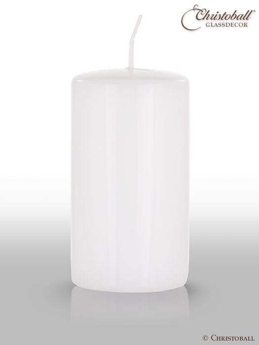 Glänzende Lack-Kerze, Stumpen L ca. 13cm - Weiß