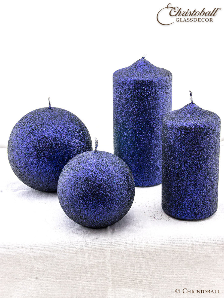 Kerze Glamour, Kugel XL ca. 10cm - Dunkelblau