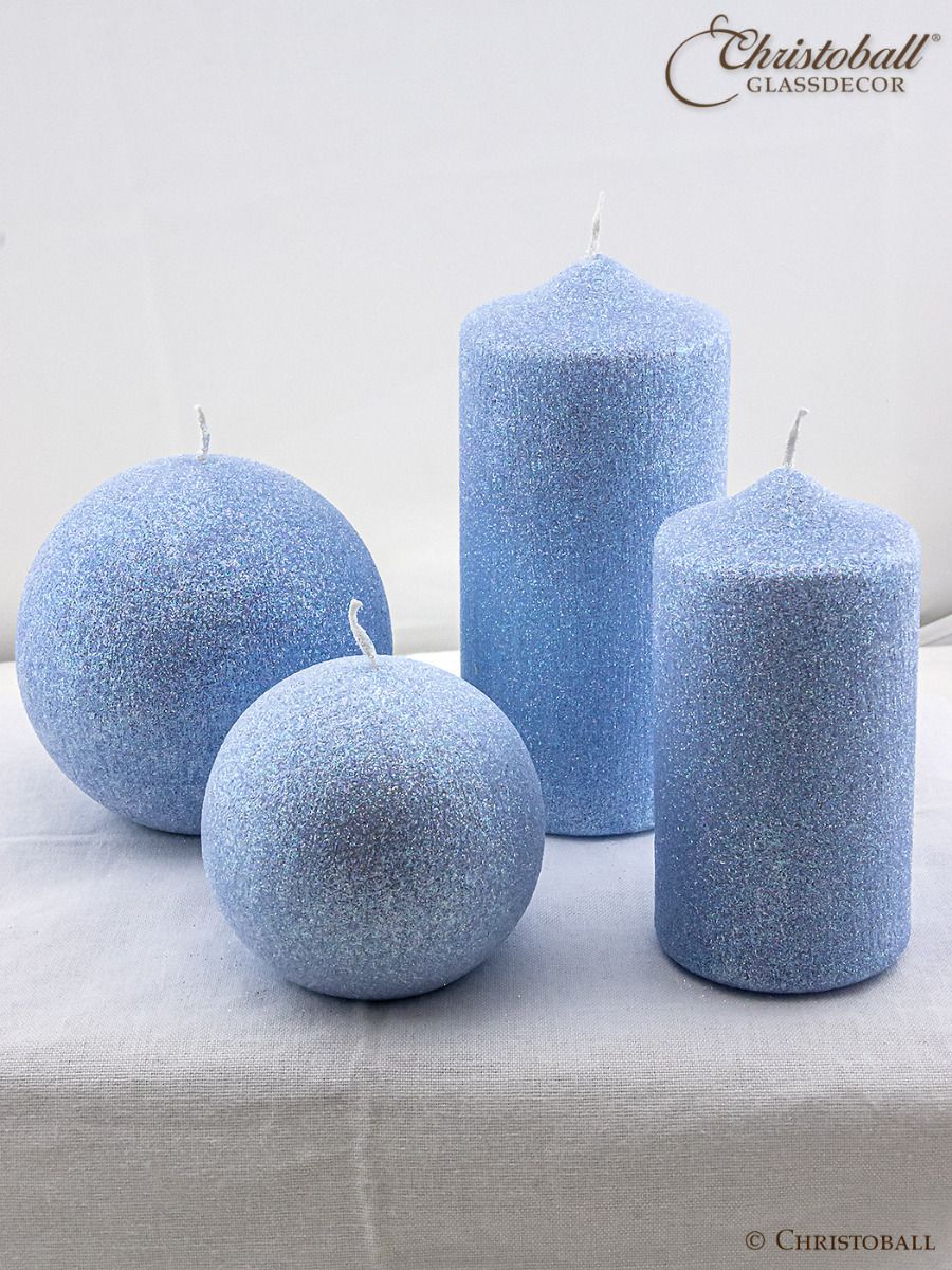 Kerze Glamour, Kugel L ca. 8cm - Hellblau