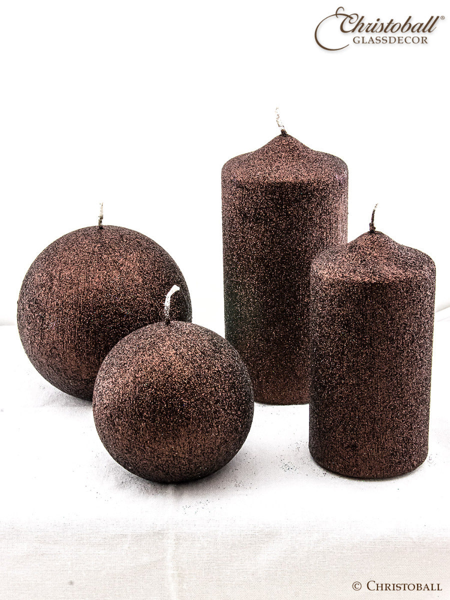 Kerze Glamour, Stumpen XL ca. 15cm - Braun