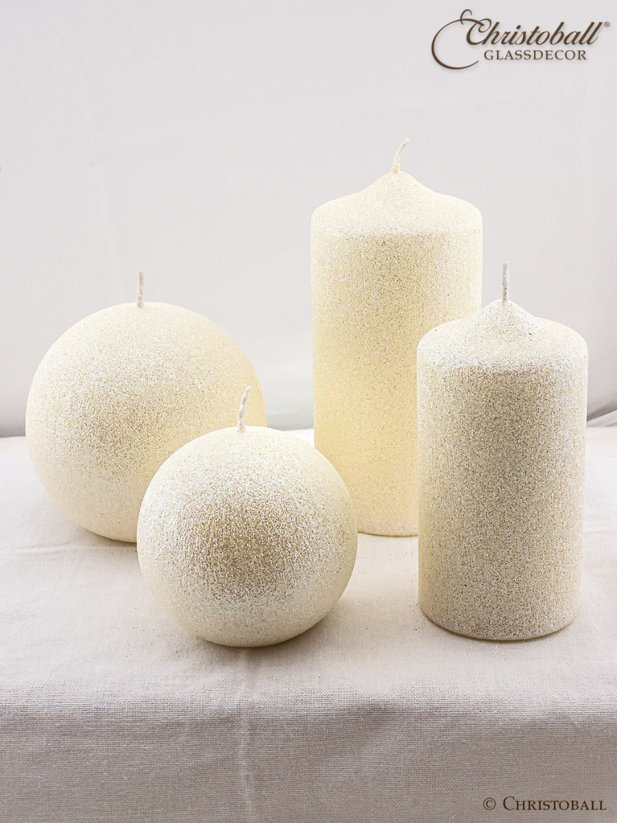 Kerze Glamour, Kugel XL ca. 10cm - Creme