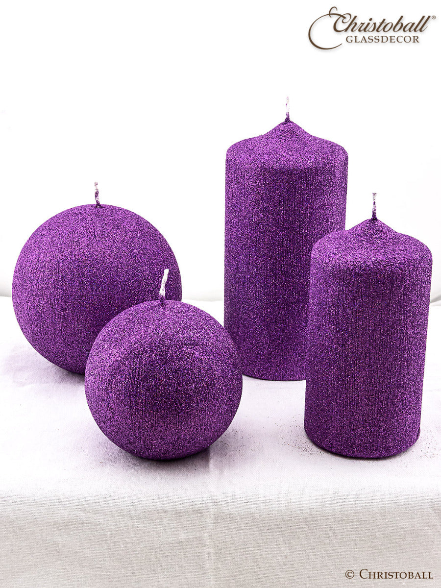 Kerze Glamour, Stumpen XL ca. 15cm - Violet