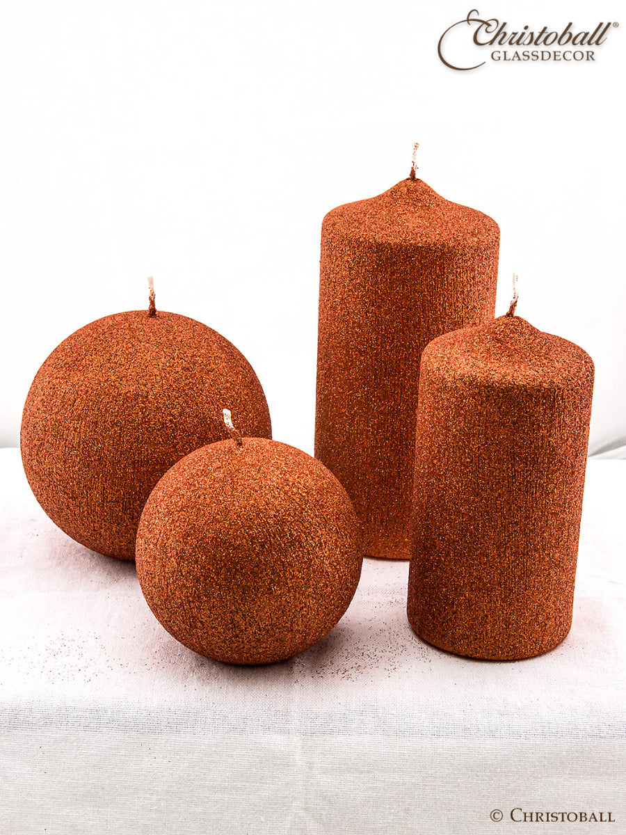 Kerze Glamour, Kugel L ca. 8cm - Orange