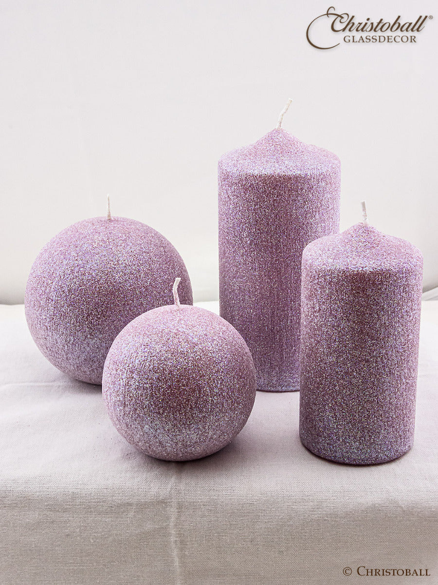 Kerze Glamour, Stumpen L ca. 12cm - Rosa