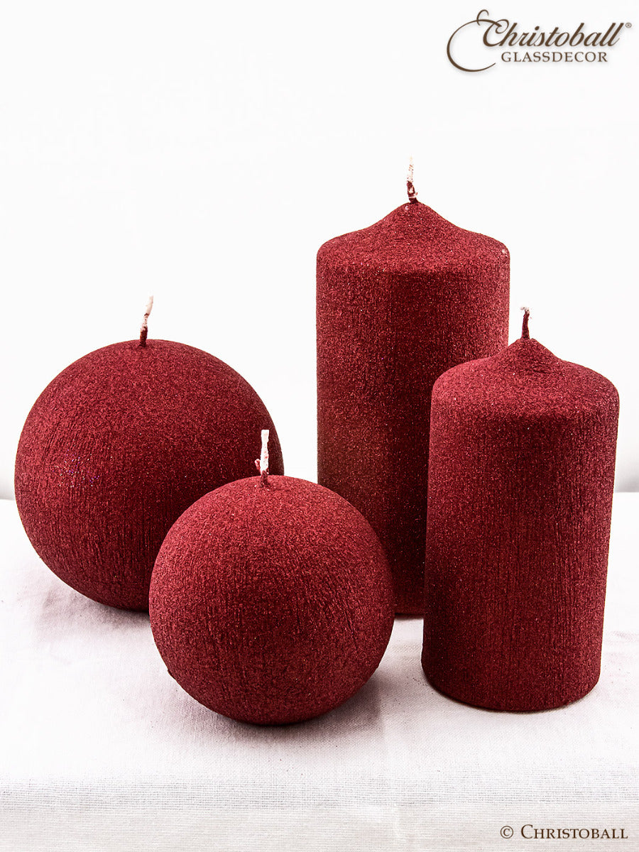 Kerze Glamour, Stumpen XL ca. 15cm - Rot