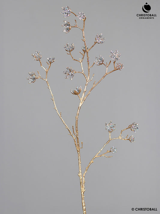 Dekoblume - Baumwollfruchtstand, 105cm,  gold