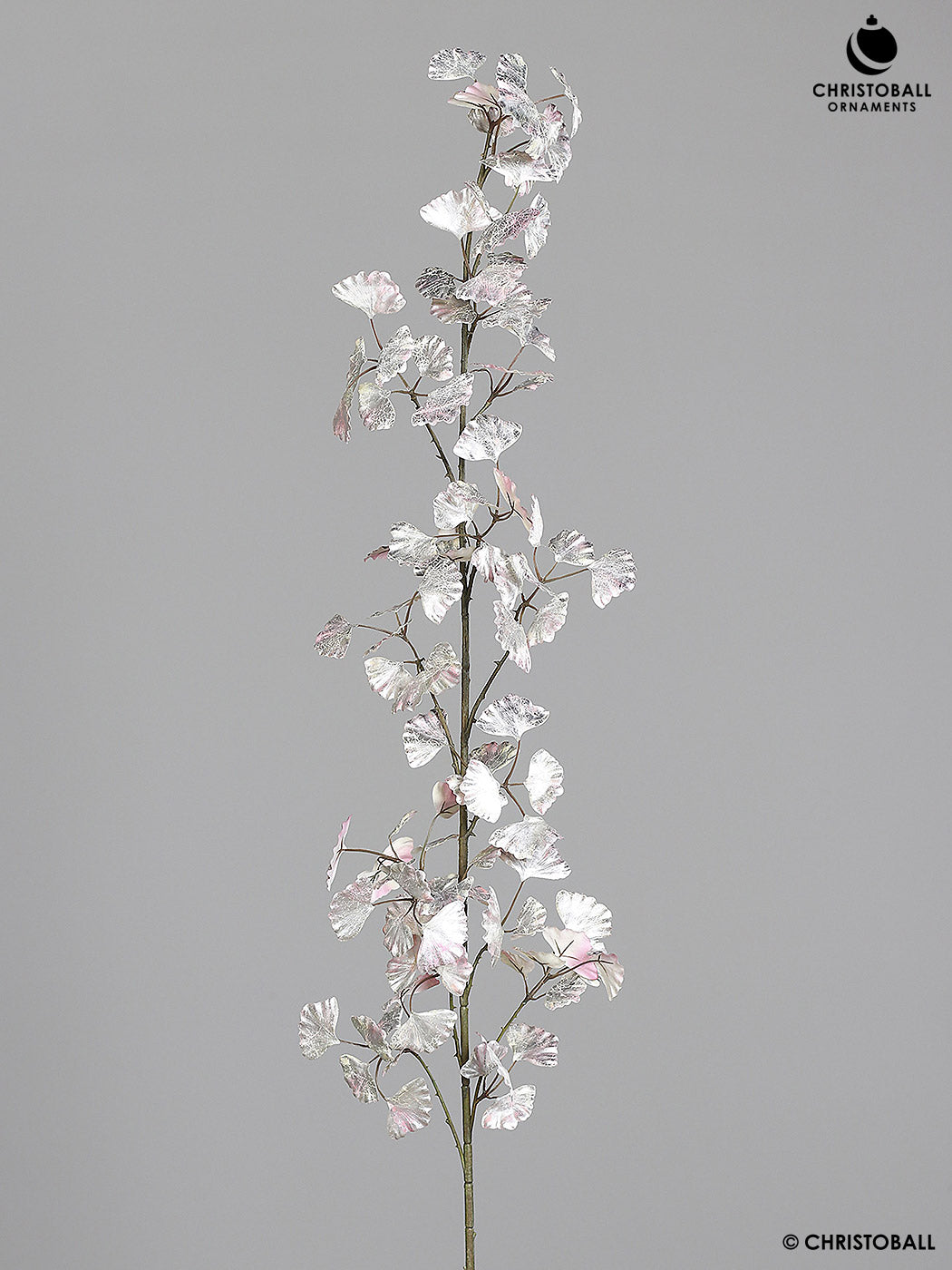 Dekoblume - Giant-Ginko-Zweig, 116cm, rosee-silver