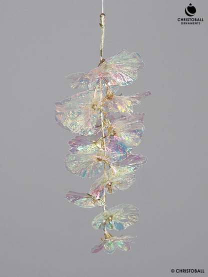 Dekoblume - Wisteria Blüten Hänger, 21cm, irisierend gold