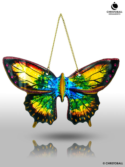 Fusing Glas - Schmetterling Türkis-Gelb