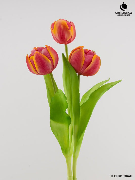 Dekoblume - Päonien-Tulpen, 3er Bündel, Hummer-Orange