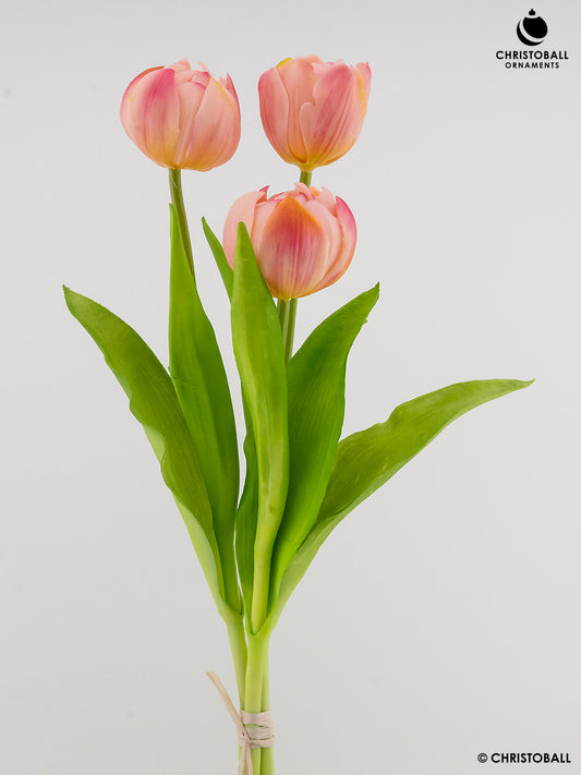 Dekoblume - Päonien-Tulpen, 3er Bündel, Rosa