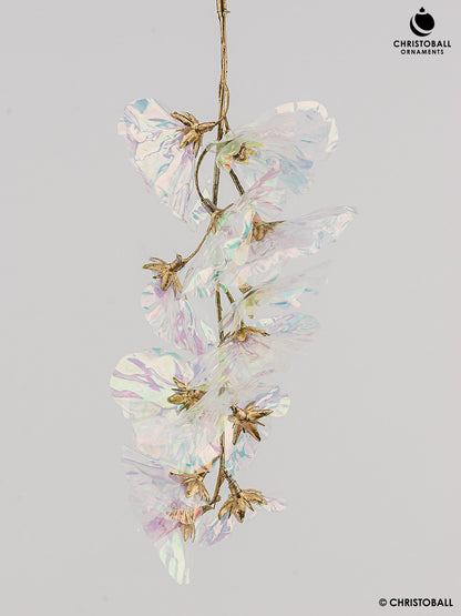 Dekoblume - Wisteria Blüten Hänger, 21cm, irisierend gold