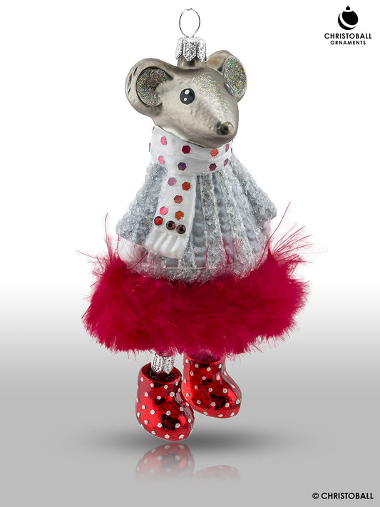 Brie-Chérie – Lustiges Maus-Ornament aus Glas