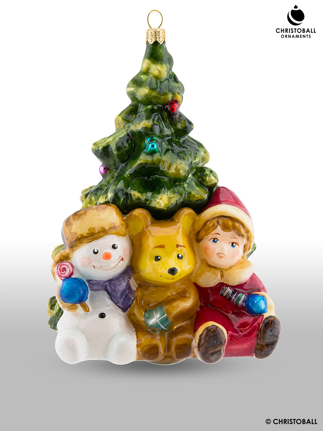 Nostalgia Kollektion - Teddy, Schneemann und Kind am Tannenbaum