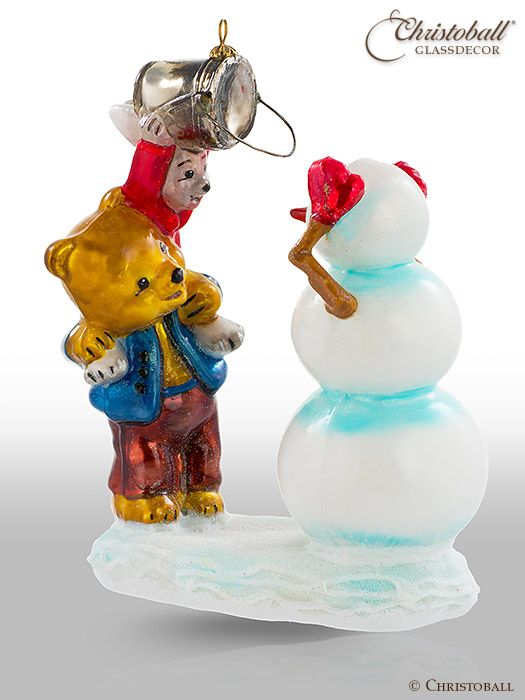 Nostalgia Kollektion - Teddy & Hase bauen einen Schneemann